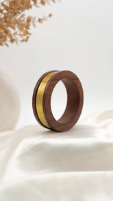 Wood & Gold Stripe Bangle